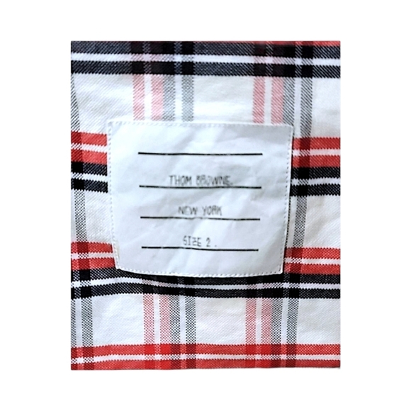 THOM BROWNE, RED WHITE BLACK PLAID SHIRT, SIZE 2 EUC - Picture 6 of 7